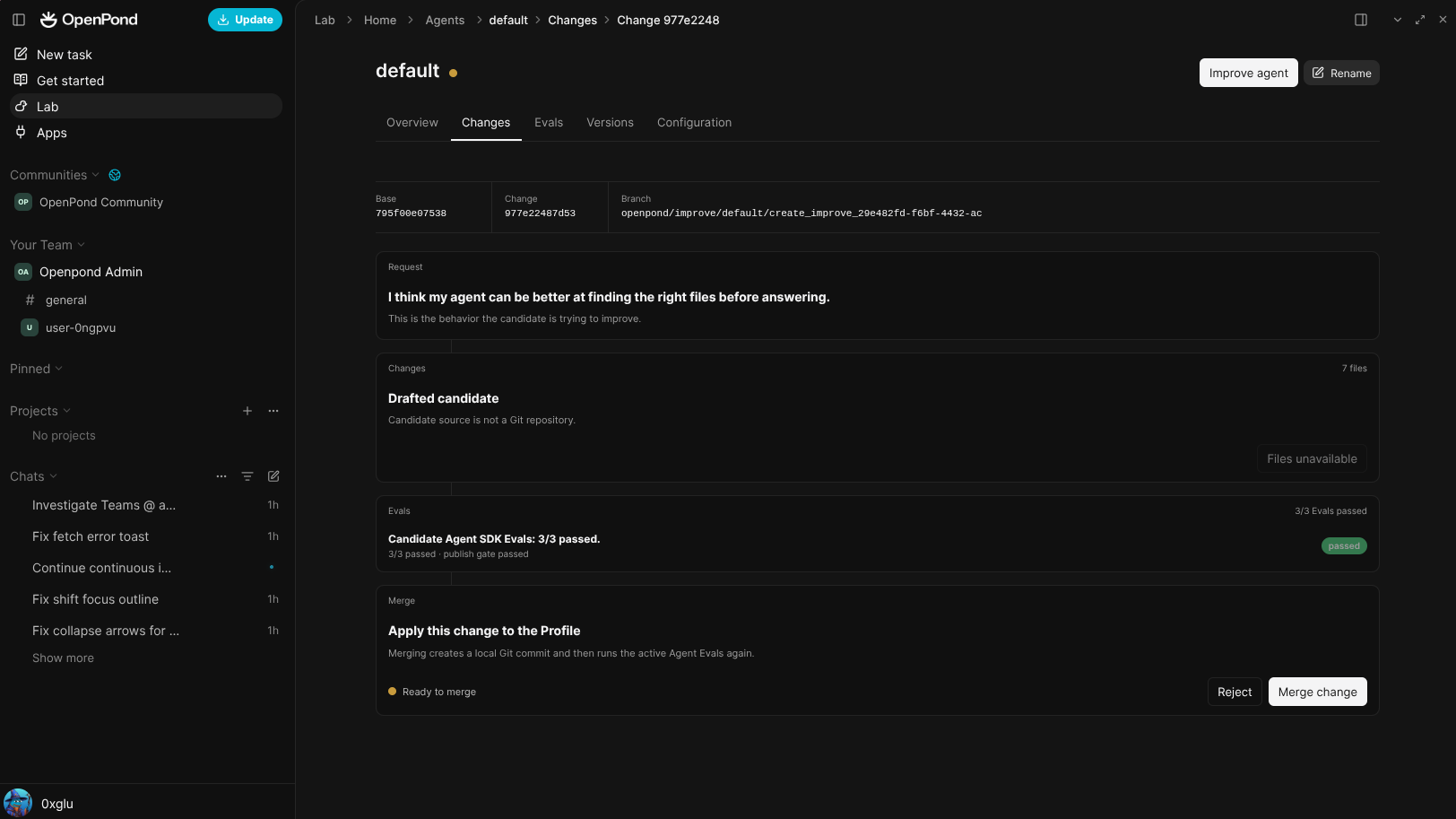 The Agent Lab used to create, evaluate, improve, and ship an Agent.