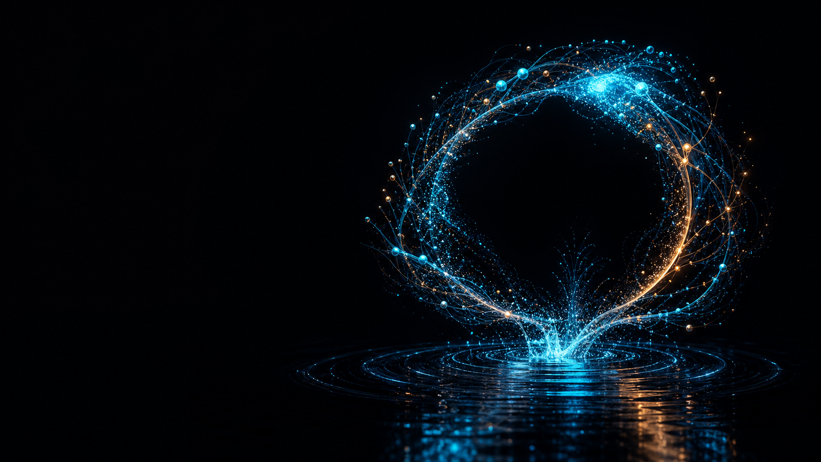 A luminous feedback loop rising from a dark pond